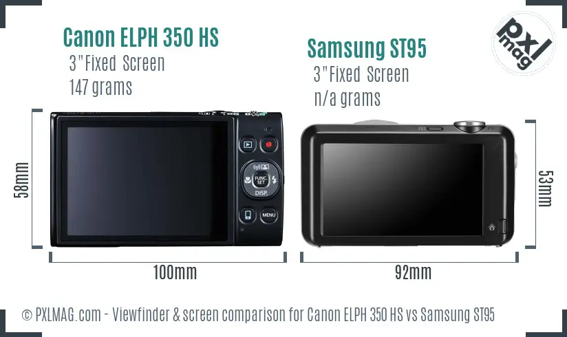 Canon ELPH 350 HS vs Samsung ST95 Screen and Viewfinder comparison