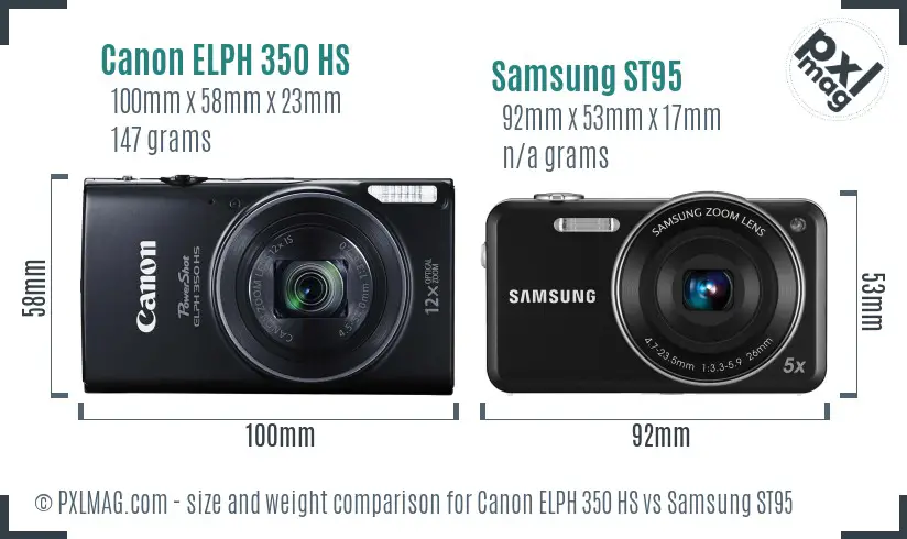 Canon ELPH 350 HS vs Samsung ST95 size comparison