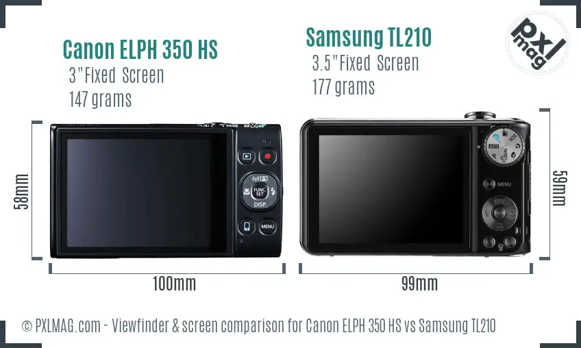 Canon ELPH 350 HS vs Samsung TL210 Screen and Viewfinder comparison