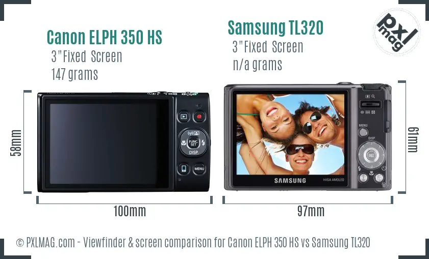 Canon ELPH 350 HS vs Samsung TL320 Screen and Viewfinder comparison