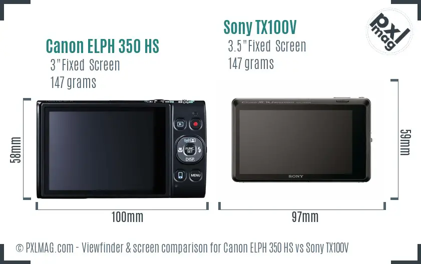 Canon ELPH 350 HS vs Sony TX100V Screen and Viewfinder comparison