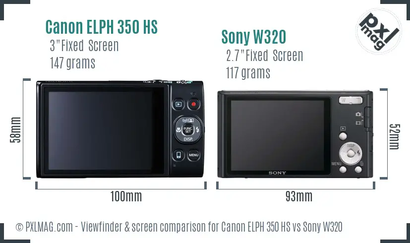 Canon ELPH 350 HS vs Sony W320 Screen and Viewfinder comparison