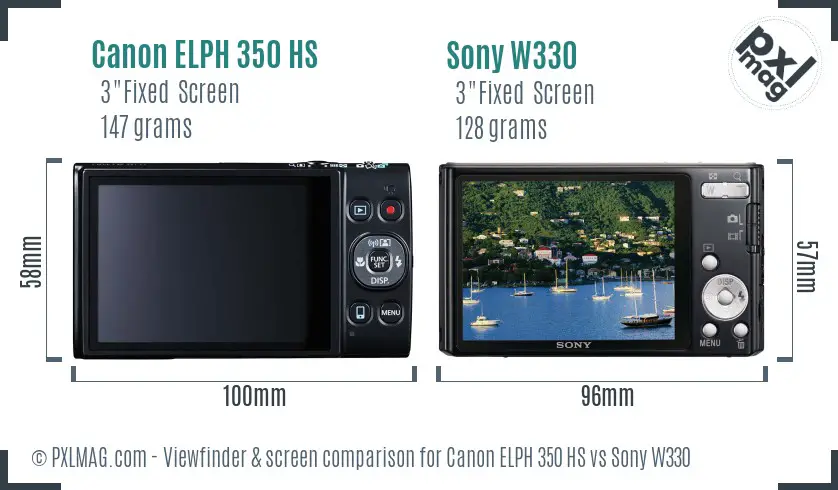 Canon ELPH 350 HS vs Sony W330 Screen and Viewfinder comparison