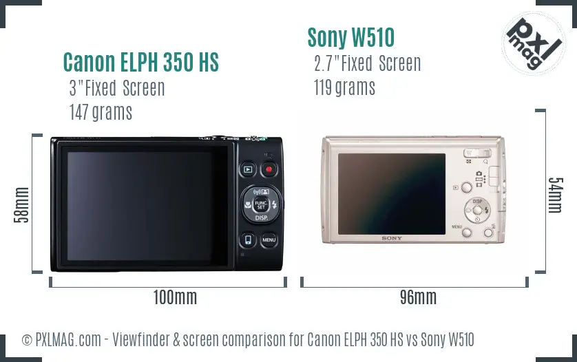 Canon ELPH 350 HS vs Sony W510 Screen and Viewfinder comparison