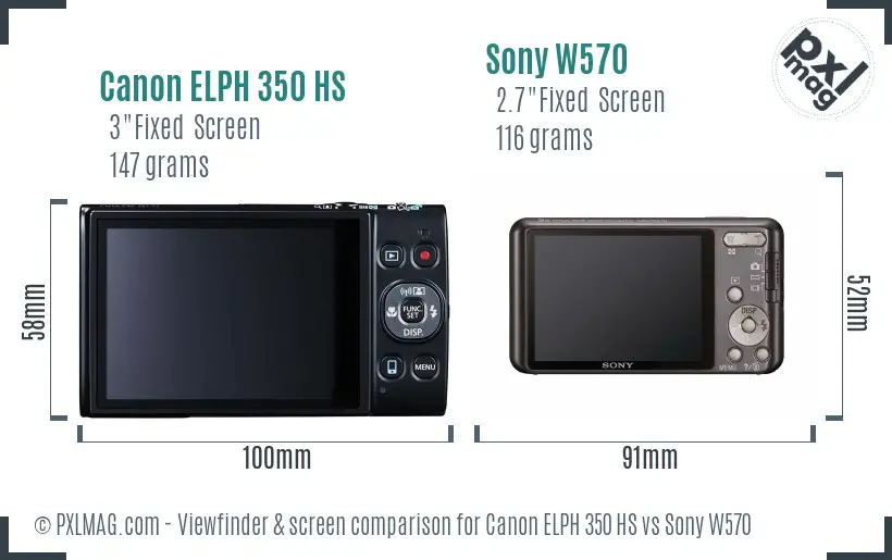 Canon ELPH 350 HS vs Sony W570 Screen and Viewfinder comparison