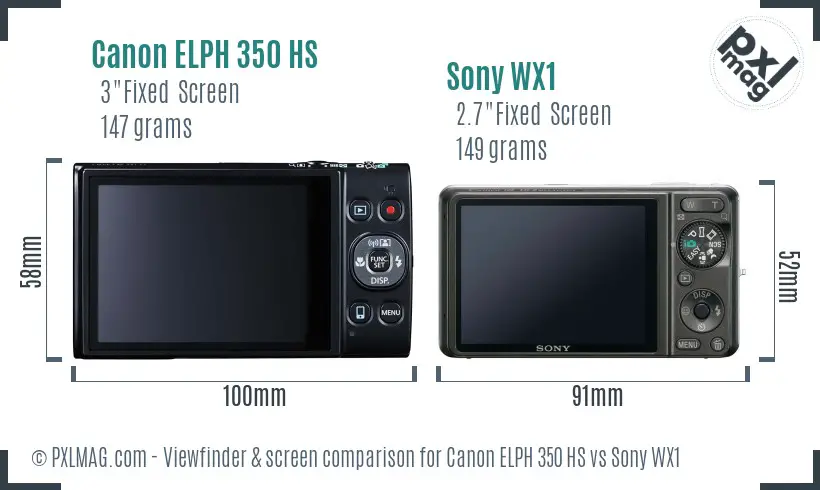Canon ELPH 350 HS vs Sony WX1 Screen and Viewfinder comparison