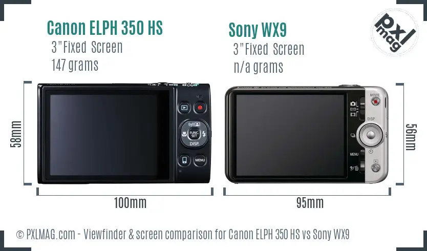 Canon ELPH 350 HS vs Sony WX9 Screen and Viewfinder comparison