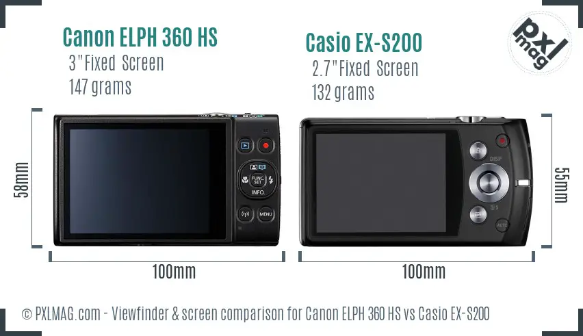Canon ELPH 360 HS vs Casio EX-S200 Screen and Viewfinder comparison