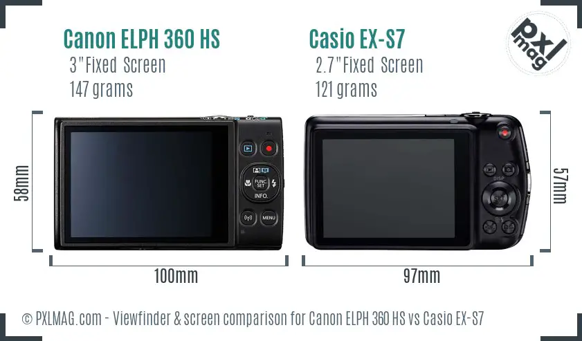 Canon ELPH 360 HS vs Casio EX-S7 Screen and Viewfinder comparison