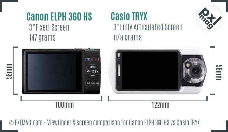 Canon ELPH 360 HS vs Casio TRYX Screen and Viewfinder comparison