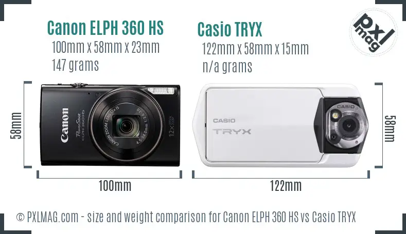 Canon ELPH 360 HS vs Casio TRYX size comparison