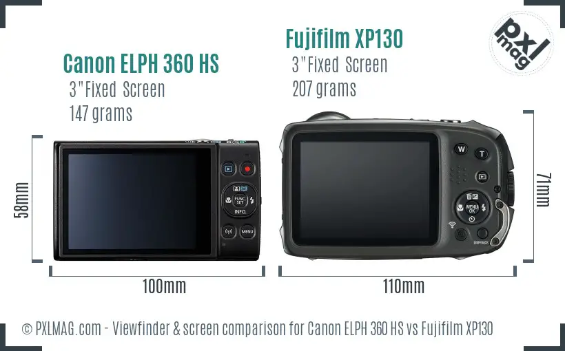 Canon ELPH 360 HS vs Fujifilm XP130 Screen and Viewfinder comparison
