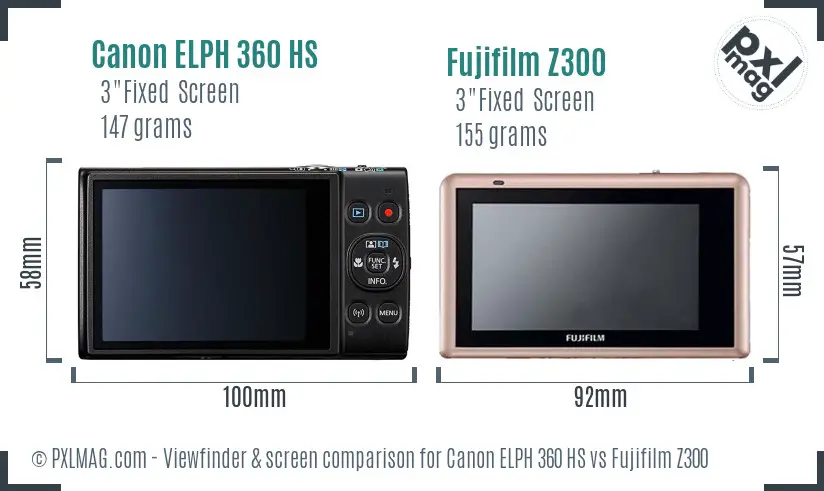 Canon ELPH 360 HS vs Fujifilm Z300 Screen and Viewfinder comparison