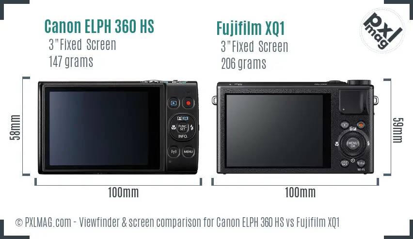 Canon ELPH 360 HS vs Fujifilm XQ1 Screen and Viewfinder comparison