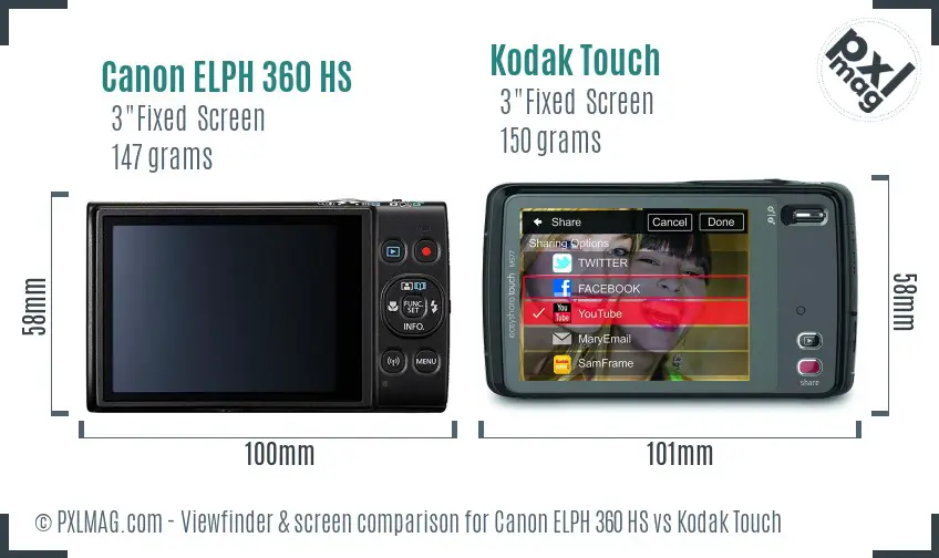 Canon ELPH 360 HS vs Kodak Touch Screen and Viewfinder comparison