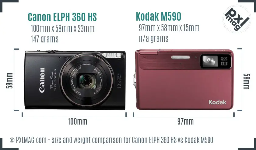 Canon ELPH 360 HS vs Kodak M590 size comparison