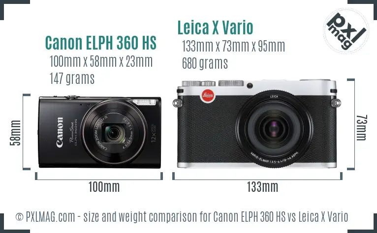 Canon ELPH 360 HS vs Leica X Vario size comparison