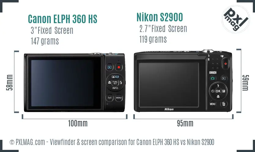 Canon ELPH 360 HS vs Nikon S2900 Screen and Viewfinder comparison