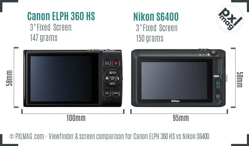 Canon ELPH 360 HS vs Nikon S6400 Screen and Viewfinder comparison