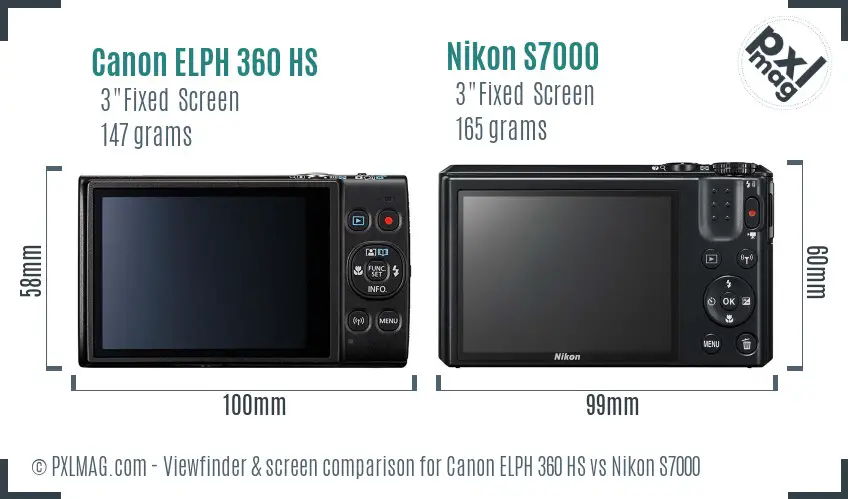 Canon ELPH 360 HS vs Nikon S7000 Screen and Viewfinder comparison