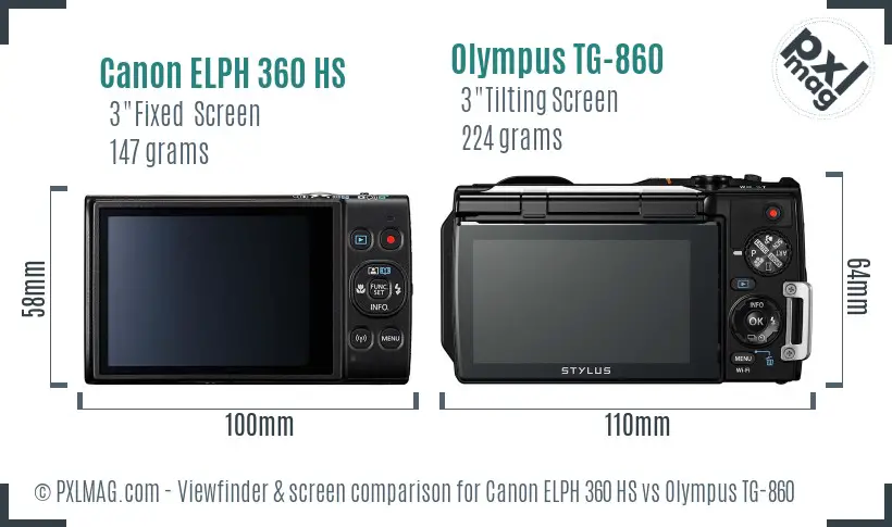 Canon ELPH 360 HS vs Olympus TG-860 Screen and Viewfinder comparison