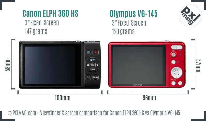 Canon ELPH 360 HS vs Olympus VG-145 Screen and Viewfinder comparison