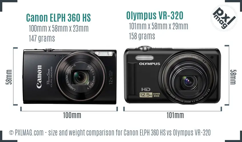 Canon ELPH 360 HS vs Olympus VR-320 size comparison Canon ELPH 360 HS vs Olympus VR-320 size comparison