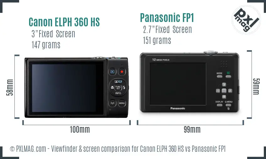 Canon ELPH 360 HS vs Panasonic FP1 Screen and Viewfinder comparison