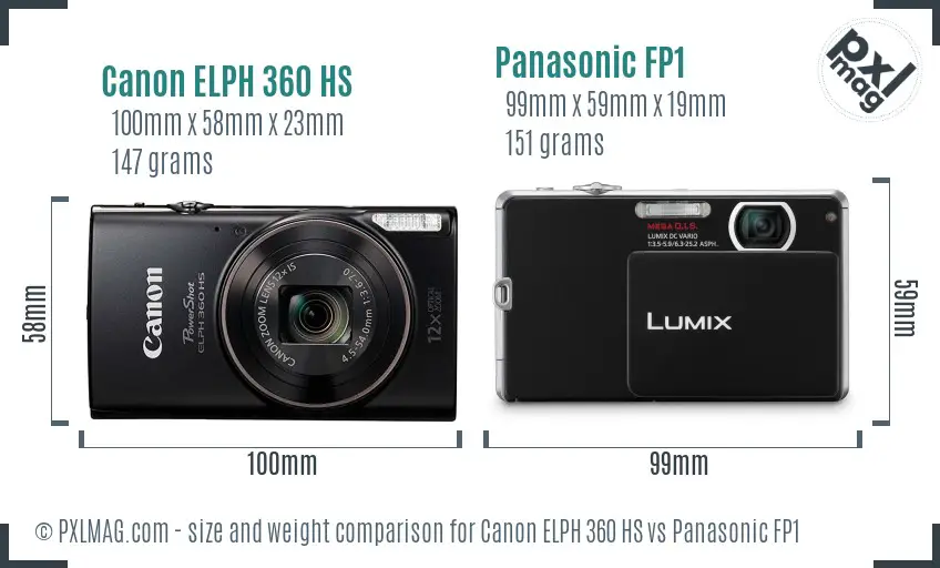 Canon ELPH 360 HS vs Panasonic FP1 size comparison