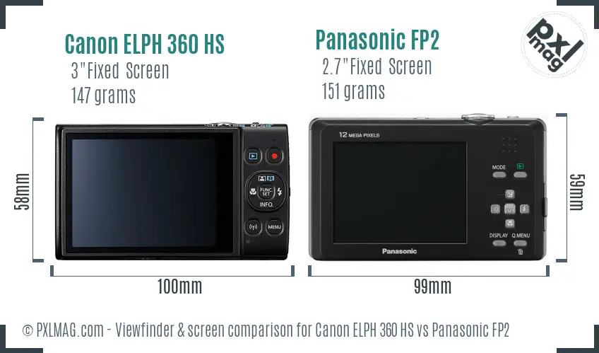 Canon ELPH 360 HS vs Panasonic FP2 Screen and Viewfinder comparison