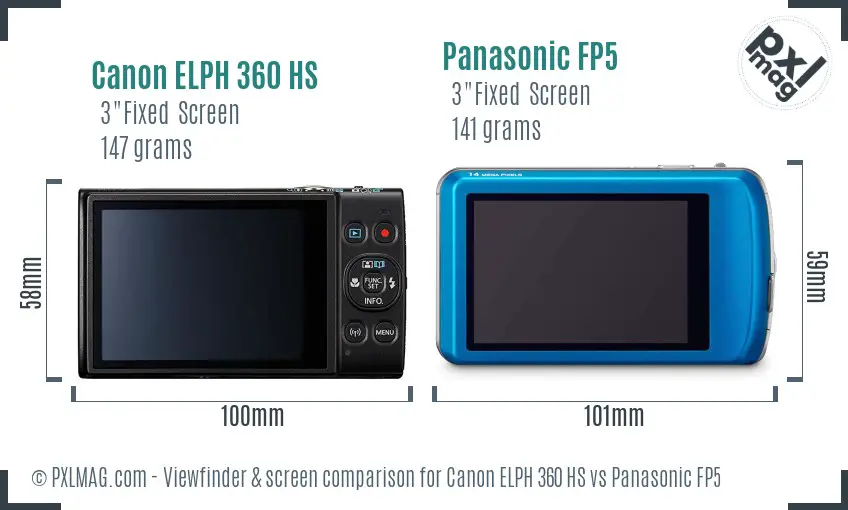 Canon ELPH 360 HS vs Panasonic FP5 Screen and Viewfinder comparison