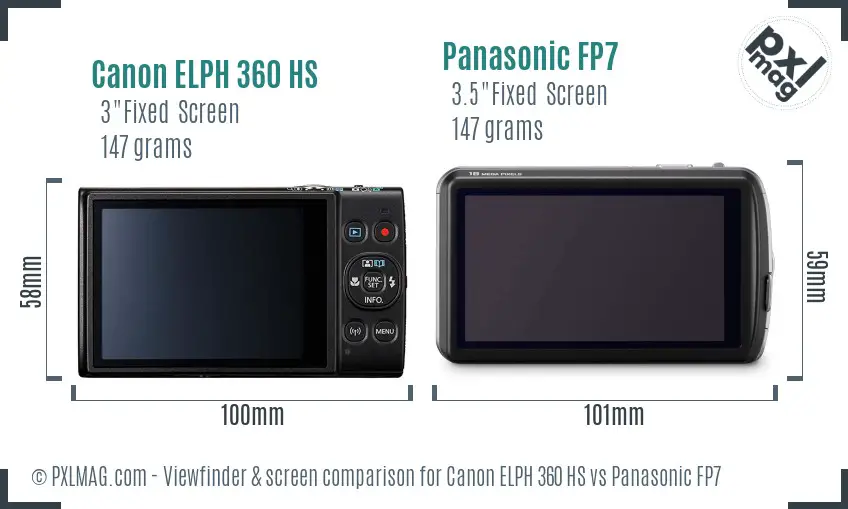 Canon ELPH 360 HS vs Panasonic FP7 Screen and Viewfinder comparison