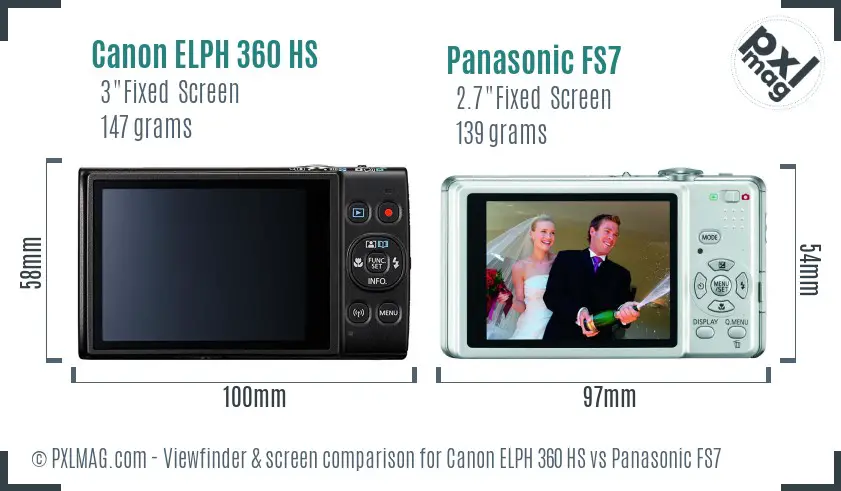 Canon ELPH 360 HS vs Panasonic FS7 Screen and Viewfinder comparison