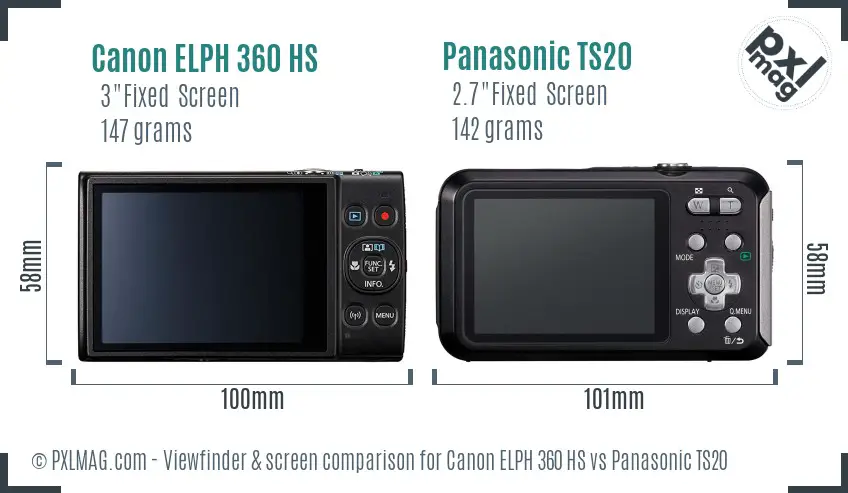 Canon ELPH 360 HS vs Panasonic TS20 Screen and Viewfinder comparison