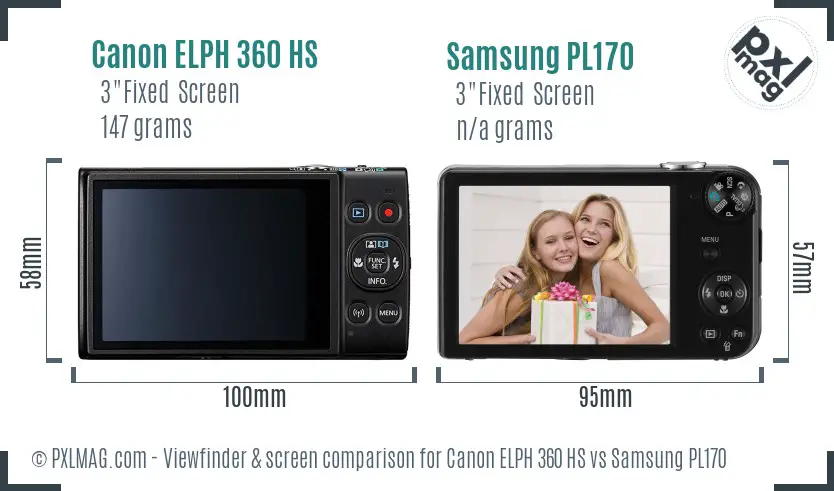 Canon ELPH 360 HS vs Samsung PL170 Screen and Viewfinder comparison