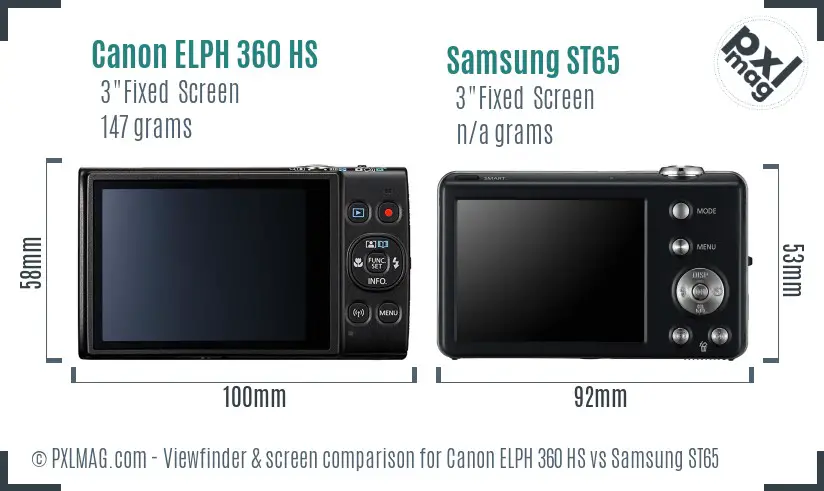 Canon ELPH 360 HS vs Samsung ST65 Screen and Viewfinder comparison