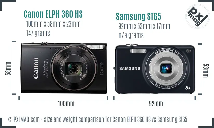 Canon ELPH 360 HS vs Samsung ST65 size comparison