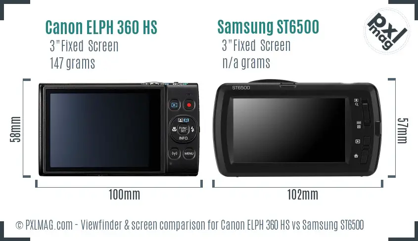 Canon ELPH 360 HS vs Samsung ST6500 Screen and Viewfinder comparison