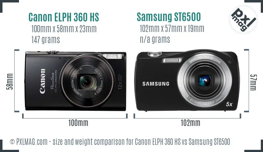 Canon ELPH 360 HS vs Samsung ST6500 size comparison
