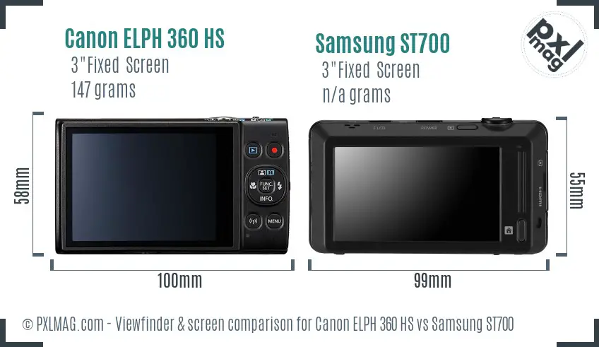 Canon ELPH 360 HS vs Samsung ST700 Screen and Viewfinder comparison