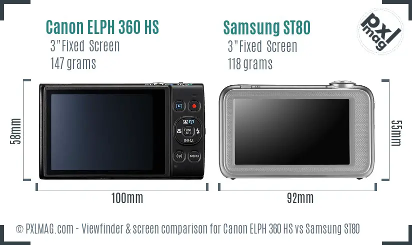 Canon ELPH 360 HS vs Samsung ST80 Screen and Viewfinder comparison