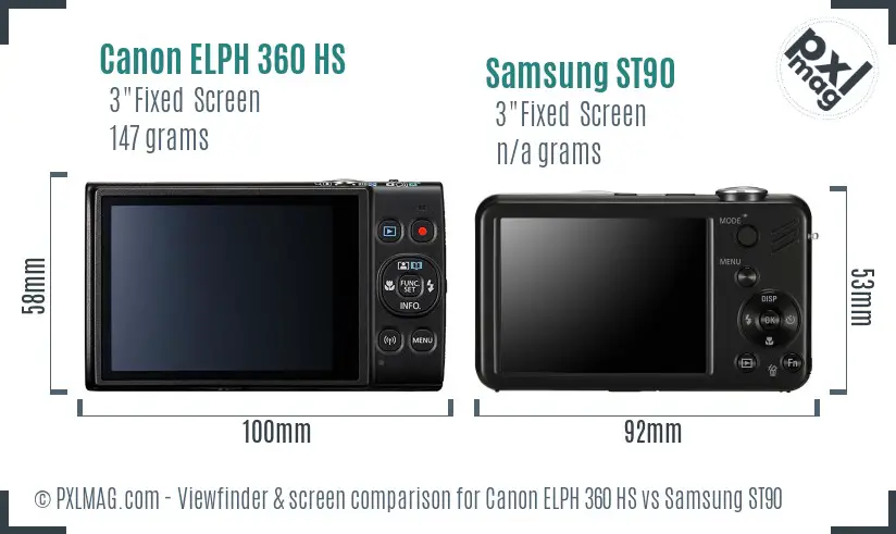 Canon ELPH 360 HS vs Samsung ST90 Screen and Viewfinder comparison