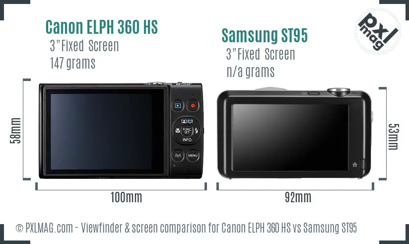 Canon ELPH 360 HS vs Samsung ST95 Screen and Viewfinder comparison