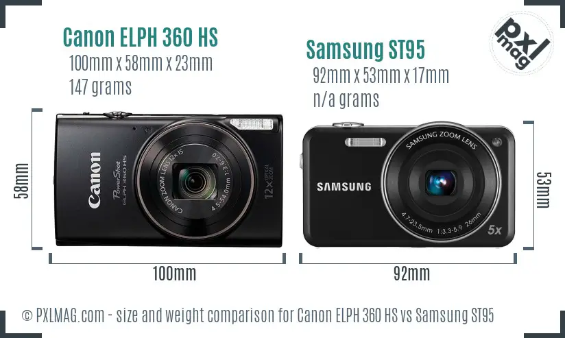 Canon ELPH 360 HS vs Samsung ST95 size comparison