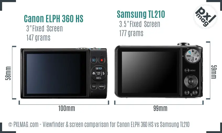 Canon ELPH 360 HS vs Samsung TL210 Screen and Viewfinder comparison