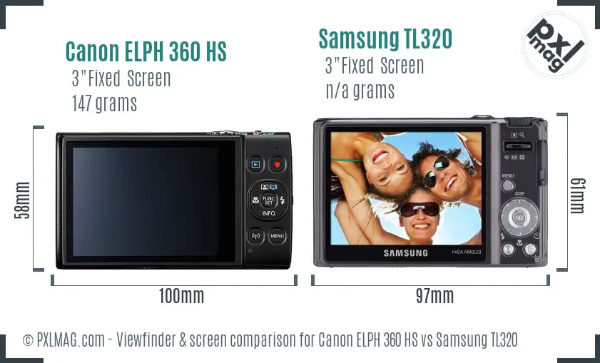 Canon ELPH 360 HS vs Samsung TL320 Screen and Viewfinder comparison