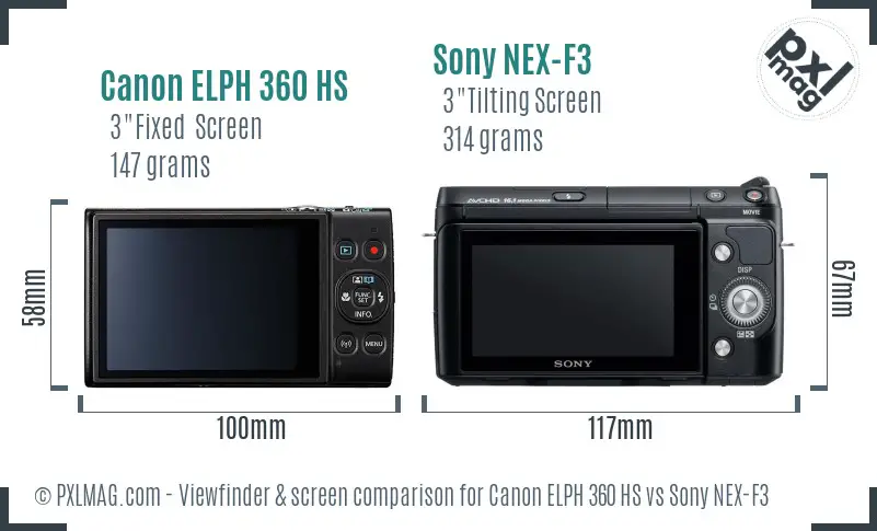 Canon ELPH 360 HS vs Sony NEX-F3 Screen and Viewfinder comparison
