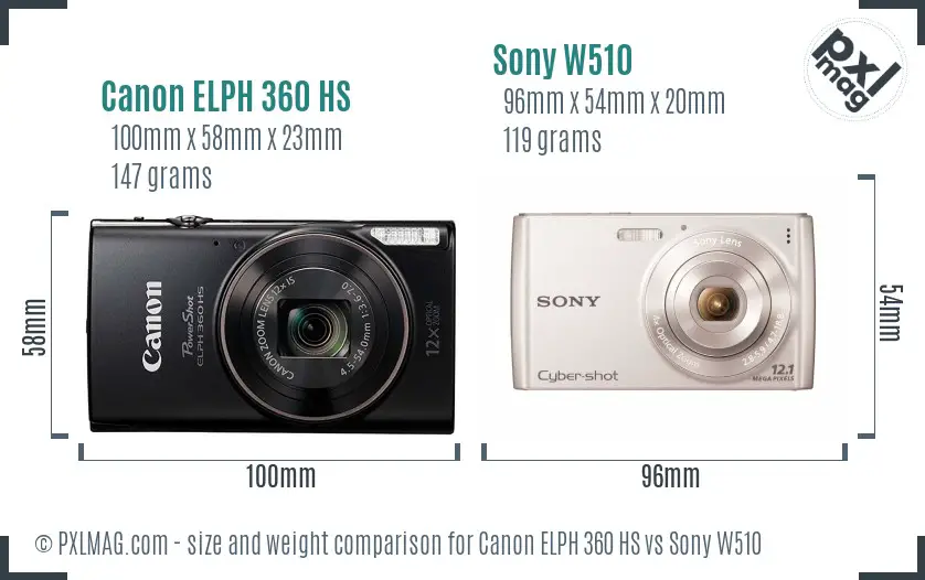 Canon ELPH 360 HS vs Sony W510 size comparison