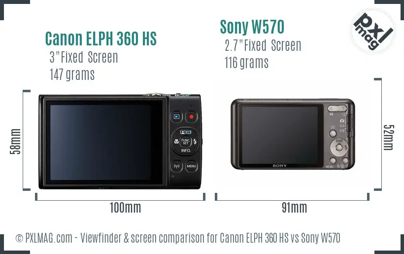 Canon ELPH 360 HS vs Sony W570 Screen and Viewfinder comparison