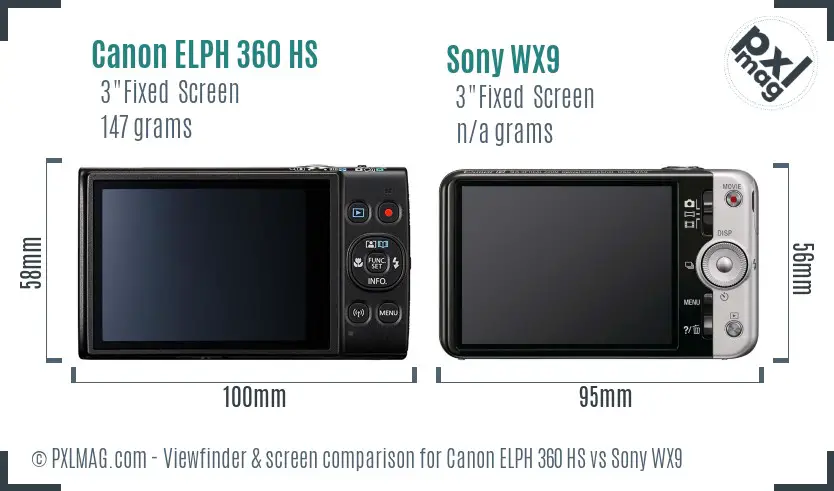 Canon ELPH 360 HS vs Sony WX9 Screen and Viewfinder comparison